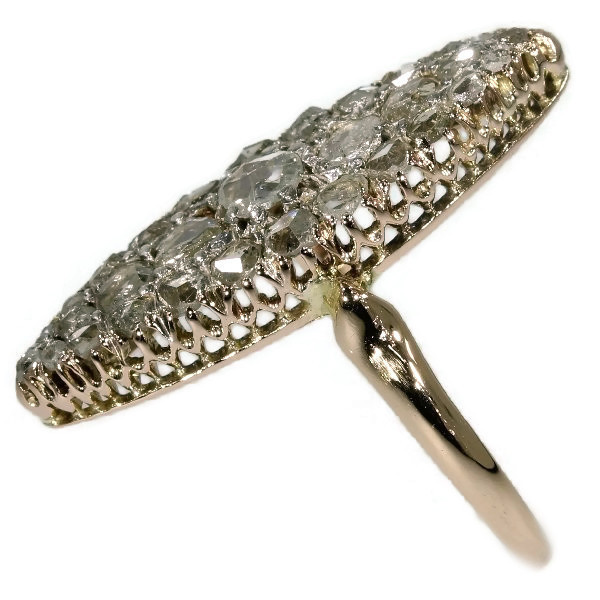 Antique rose cut diamond marquise-shaped ring by Onbekende Kunstenaar