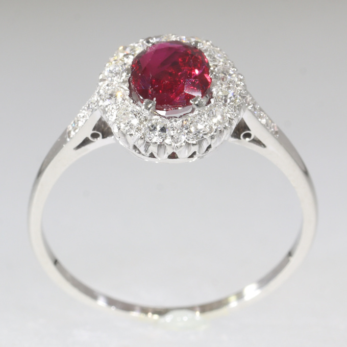 Vintage 1950's platinum ruby diamond engagement ring by Artiste Inconnu
