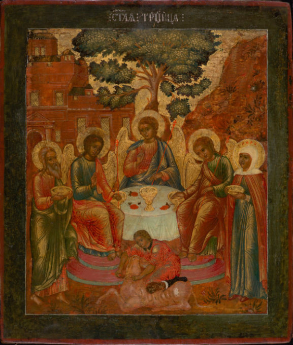 Russian Icon: The Old Testament Trinity by Artista Desconocido