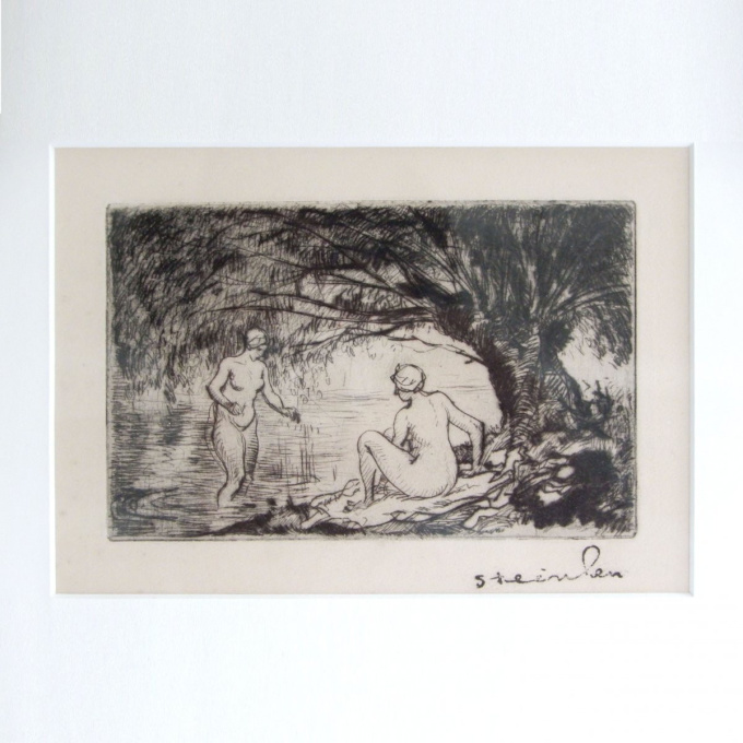 "Deux baigneuses" - etching (eau forte) by Théophile Alexandre Steinlen
