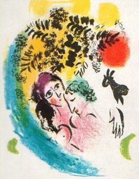 Les Amoureux au Soleil Rouge by Marc Chagall