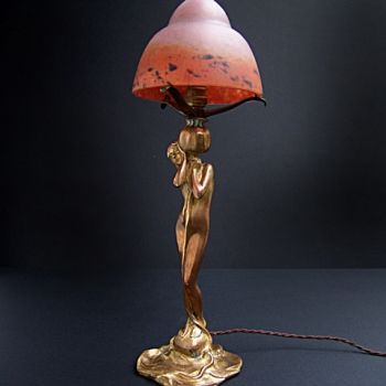At nouveau table lamp  by Unknown Artist