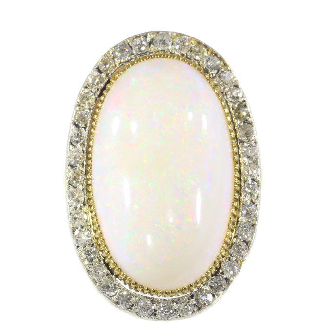 Antique large opal and diamonds ring by Unknown artist