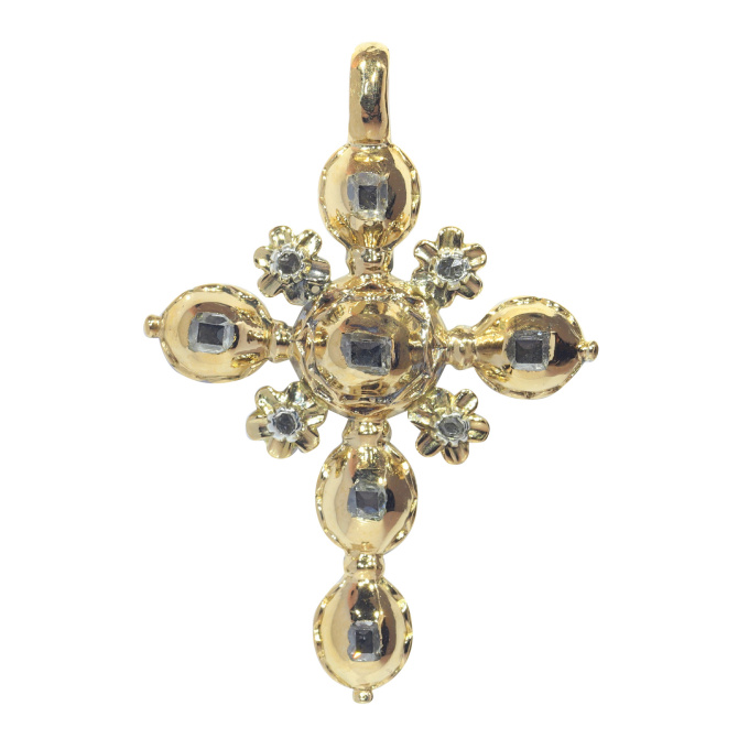 Antique Rococo diamond cross by Artista Sconosciuto