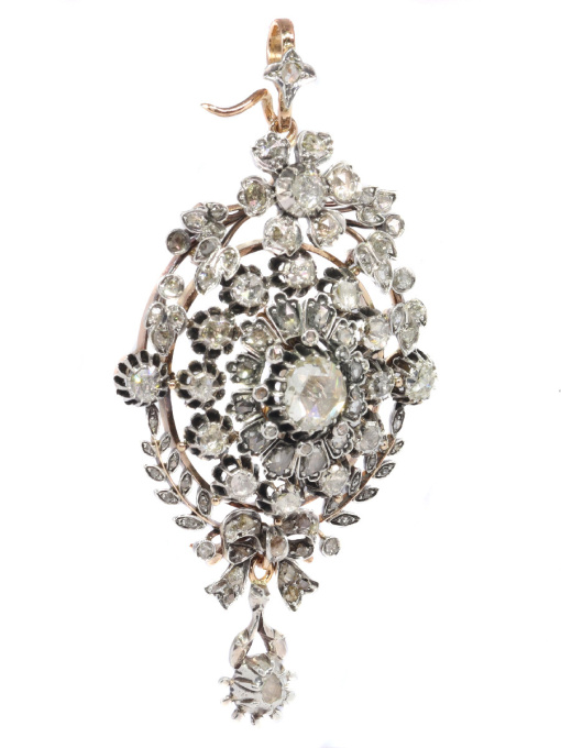 Antique Victorian multi-use diamond jewel can be worn as ring, pendant or brooch by Artista Sconosciuto