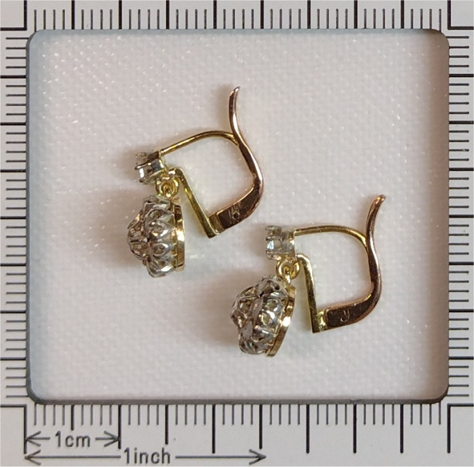 Antique VIctorian rose cut diamond earrings by Artista Sconosciuto