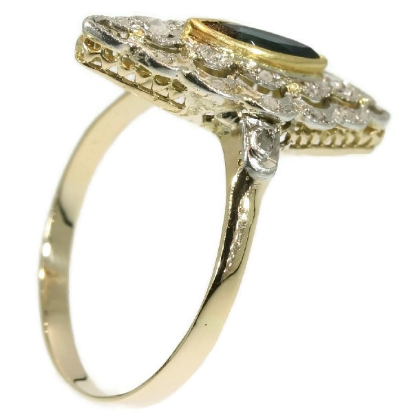 Belle Epoque Art Deco diamond sapphire engagement ring by Unknown Artist