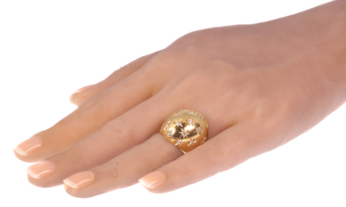 Vintage high domed gold ring with diamonds by Casetti by Artiste Inconnu