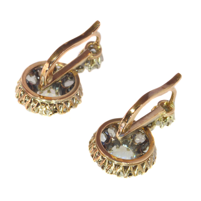 Vintage antique diamond earrings with rose cut diamonds by Artista Sconosciuto