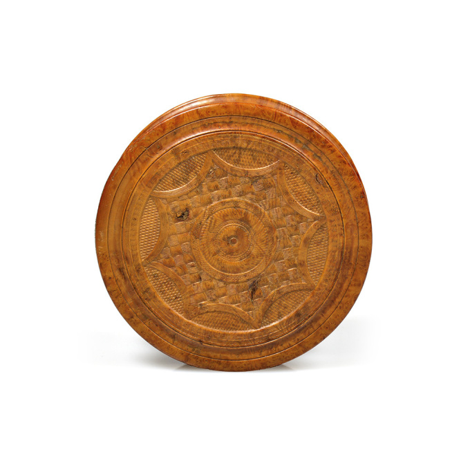 A French Burr Walnut Snuff Box with portrait of Napoleon by Unknown artist