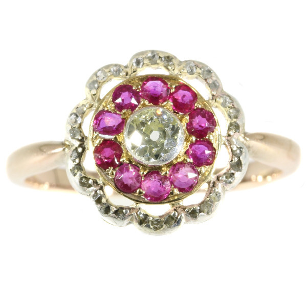 Late Victorian diamond and ruby ring by Artiste Inconnu