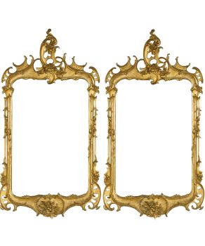 A Pair Dutch Rectangular Louis XV Mirrors by Artiste Inconnu