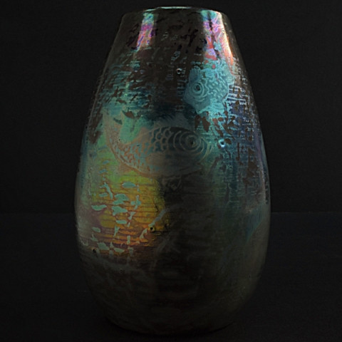 Rare vase with fish and seaweed motifs by Clement Massier