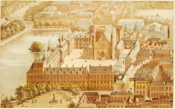Den Haag, Binnenhof  antieke lithografie by Heijligers
