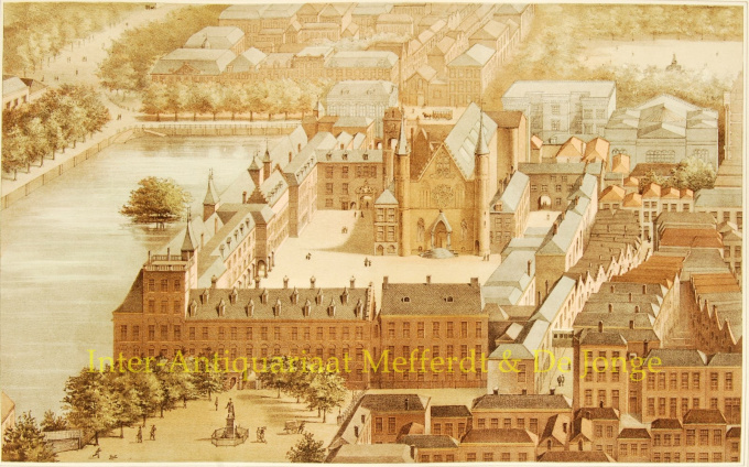 Den Haag, Binnenhof  antieke lithografie by Heijligers
