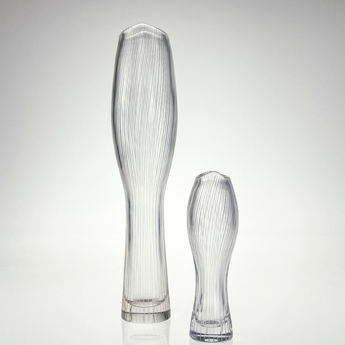 A set of both sizes crystal art-object, model 3545 – Iittala Finland 1957 & 1958 by Tapio Wirkkala