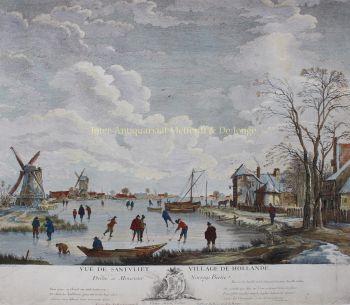 Dutch ice skating scene  by Jacques Philippe le Bas