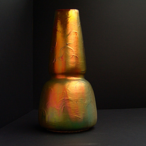 Gold coloured large art nouveau vase  by Clement Massier