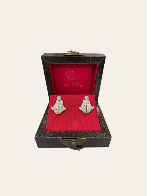 Art-Deco oorstekers met diamant by Artiste Inconnu