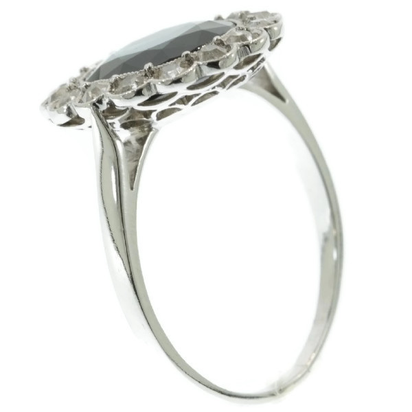 Platinum art deco diamond sapphire engagement ring by Unknown artist
