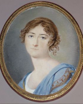 Portrait miniature of a young lady in Empire gown by Johannes Sr Hari