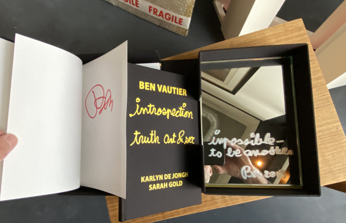 Special edition book (signd) and small artwork by BEN VAUTIER: "INTROSPECTION TRUTH ART & SEX" by Ben Vautier