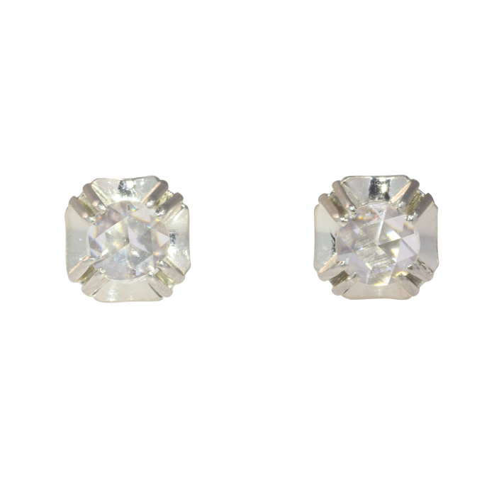 Vintage Art Deco diamond earstuds with rose cut diamonds by Artista Sconosciuto