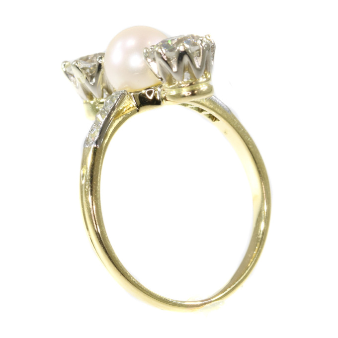 Vintage diamond and pearl engagement ring Belle Epoque period by Unknown Artist