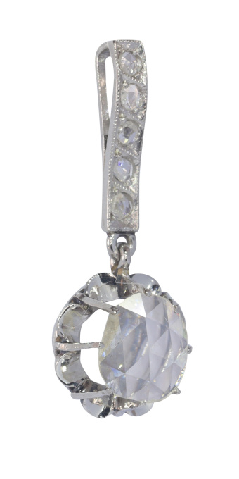 Vintage Art Deco diamond pendant with large rose cut diamond by Unknown Artist