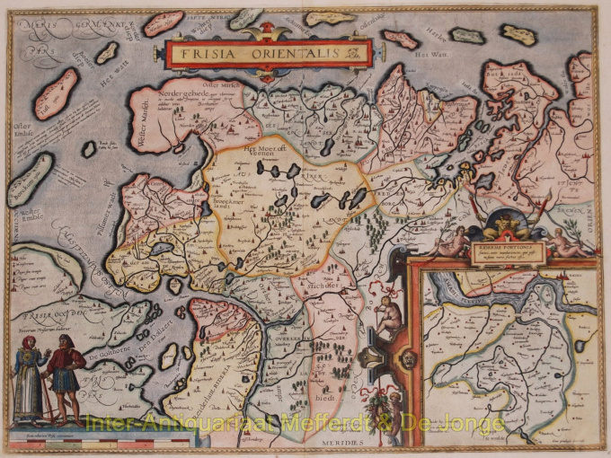 East Friesland antique map  by Abraham Ortelius