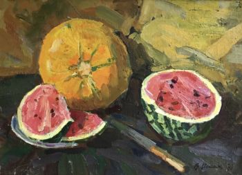 Still life with watermelons by Viktor Iskam