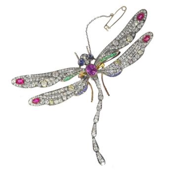 Magnificent Art Nouveau bejeweled dragonfly brooch by Unknown Artist