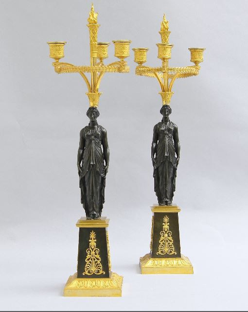 Pair Directoire candelabra, France by Artiste Inconnu