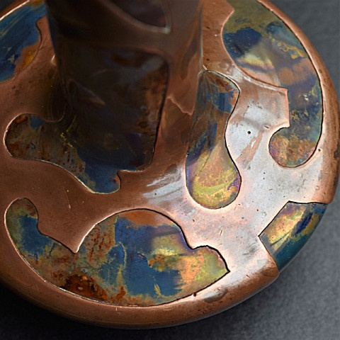 Pandorra glass with copper overlay by Jozef Knizek