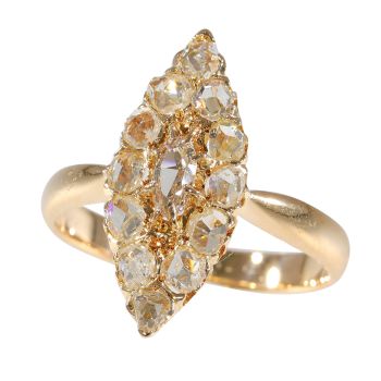 Vintage antique diamond marquise shaped ring by Unknown artist