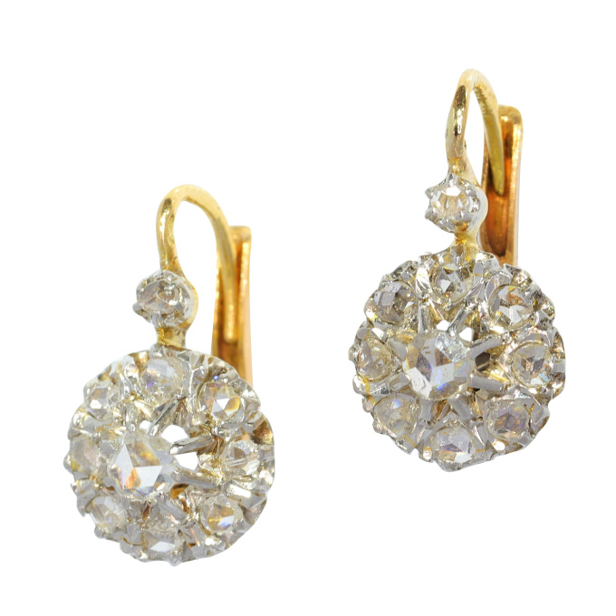 French vintage Belle Epoque Art Deco diamond earrings by Artista Sconosciuto