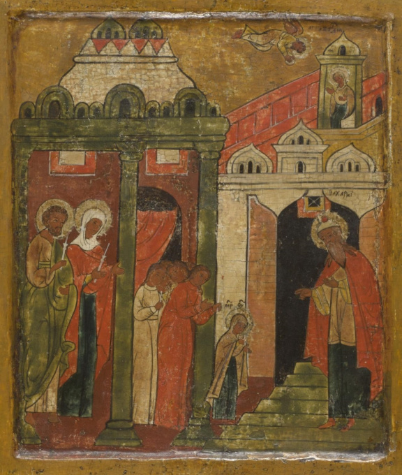 The Entry of Mother of God in the Temple  and St. John Chrysostymos by Artiste Inconnu