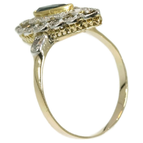 Belle Epoque Art Deco diamond sapphire engagement ring by Unknown Artist
