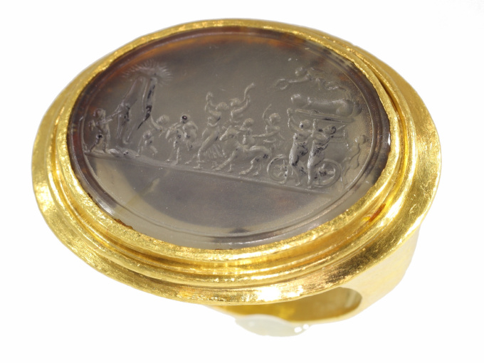 Gold 18th Century erotic intaglio ring The triumph of Priapus"" by Artista Desconhecido