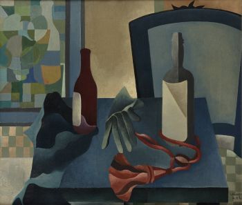 A Glove and Bottles on a Table by Charles Gaupp