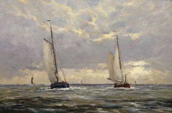 Zeilschepen op zee by Frits Goosen