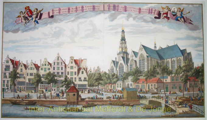 Amsterdam,  Oudezijds voorburgwal, Oude Kerk by Abraham Rademaker