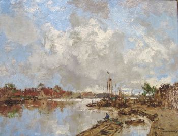 City by the river by Johan Hendrik van Mastenbroek