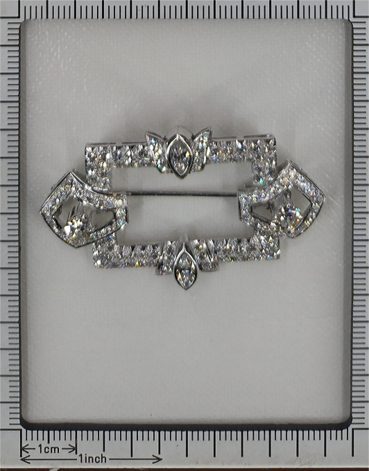 Vintage Fifties diamond platinum brooch by Onbekende Kunstenaar