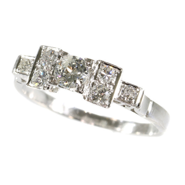 Vintage platinum Art Deco diamond engagement ring by Artiste Inconnu
