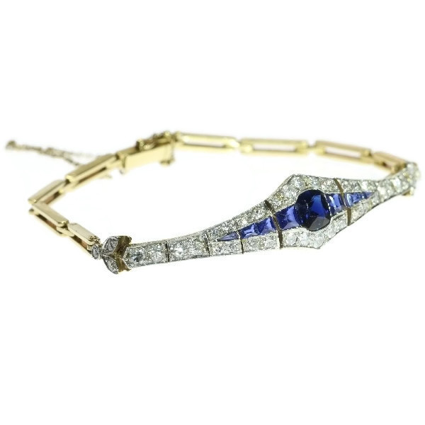Belle Epoque gold and platinum bracelet with diamonds and sapphires by Artista Desconhecido