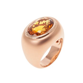 Oval citrine matte ring by Unknown Artist