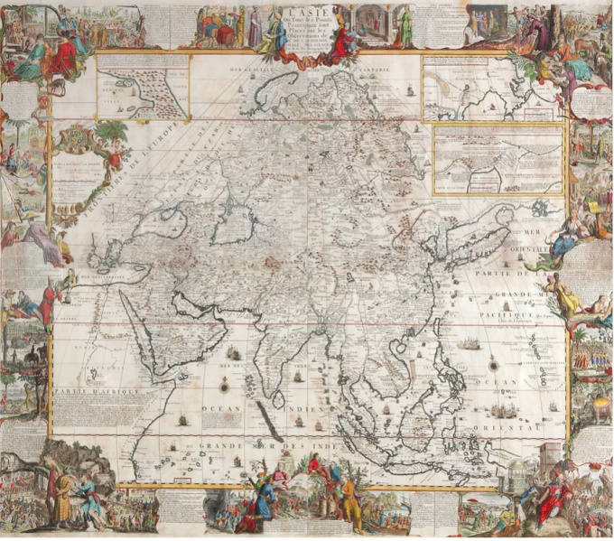 A large wall map of Asia by Nicolas de Fer  by Artista Desconhecido