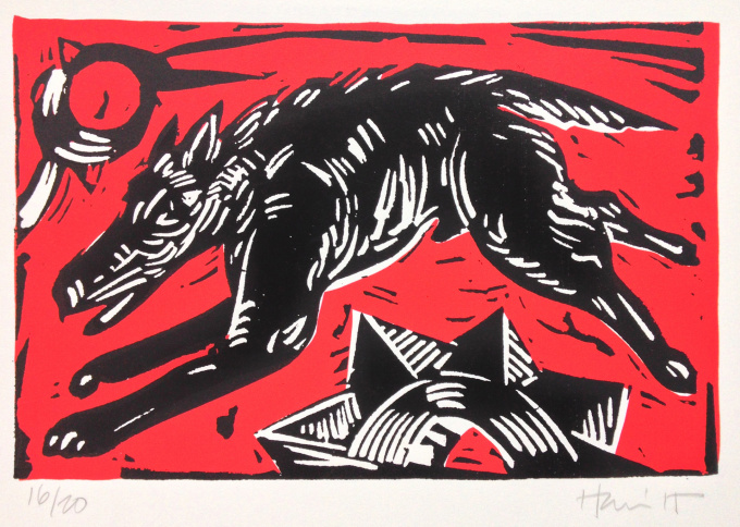 Black dog - Red by Charlie Hewitt