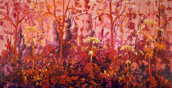 Red Small Hogweed - Oil on Canvas by Gertjan Scholte-Albers